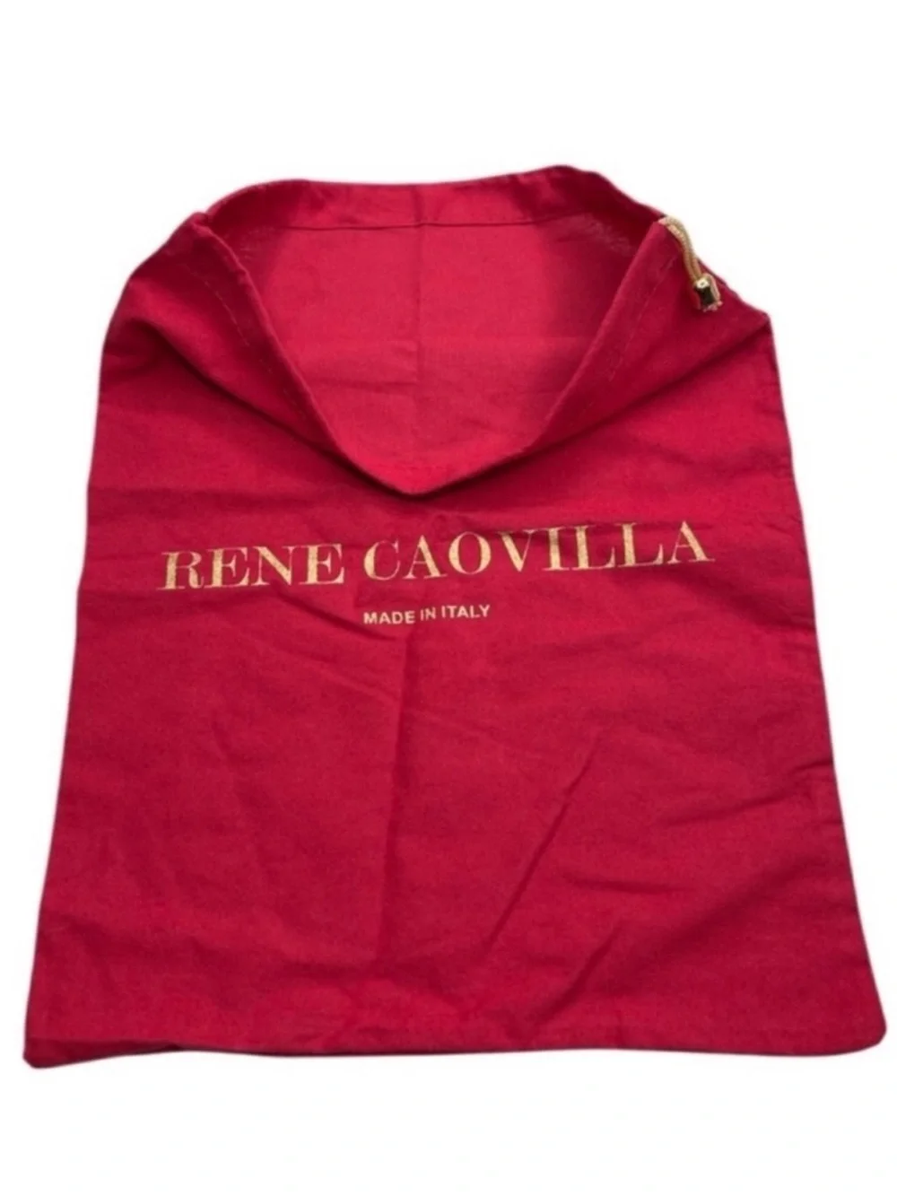 Rene Caovilla Red Drawstring Dust Pouch with Gold Logo